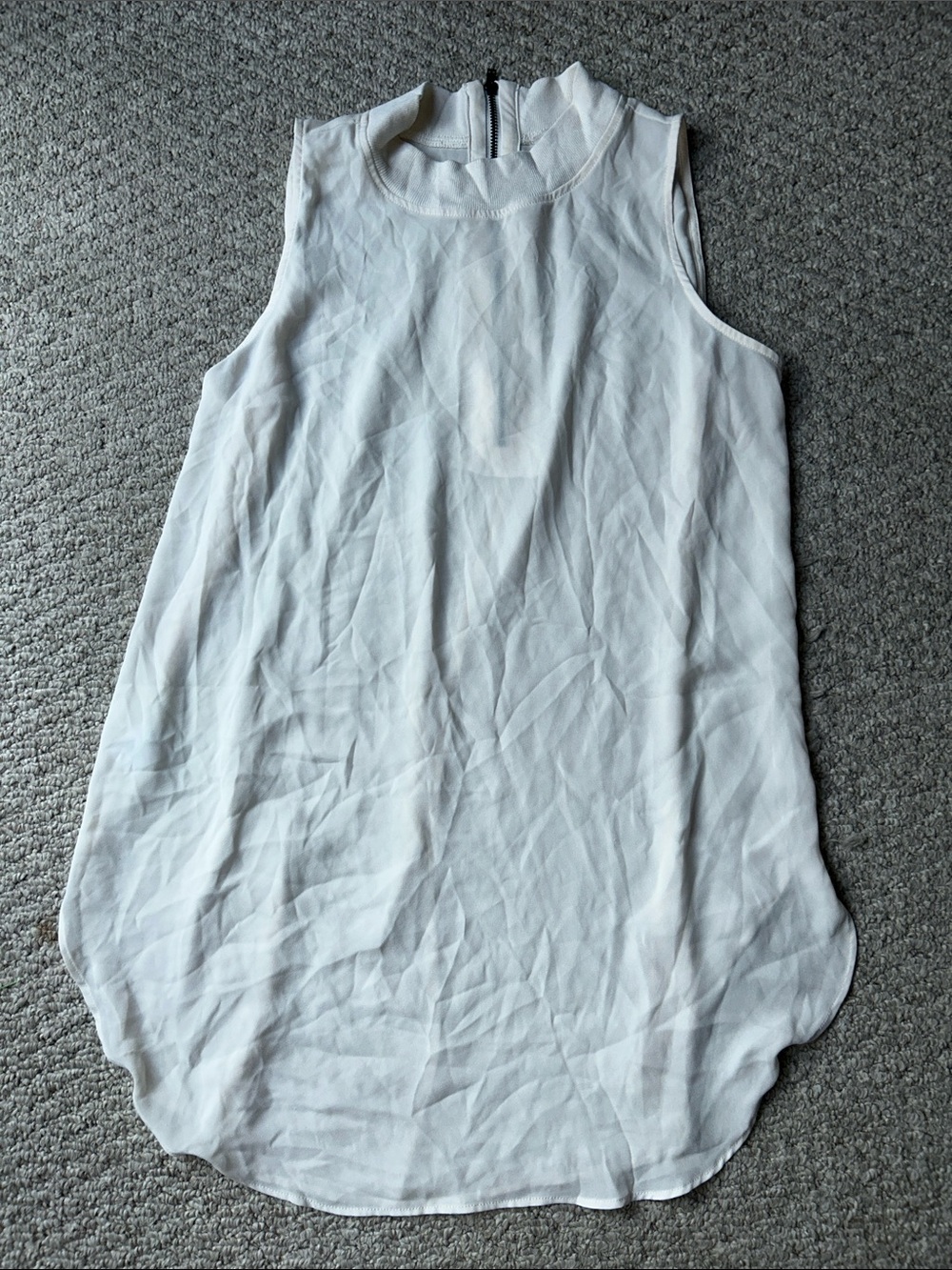 Sleeveless White Mock Neck Top